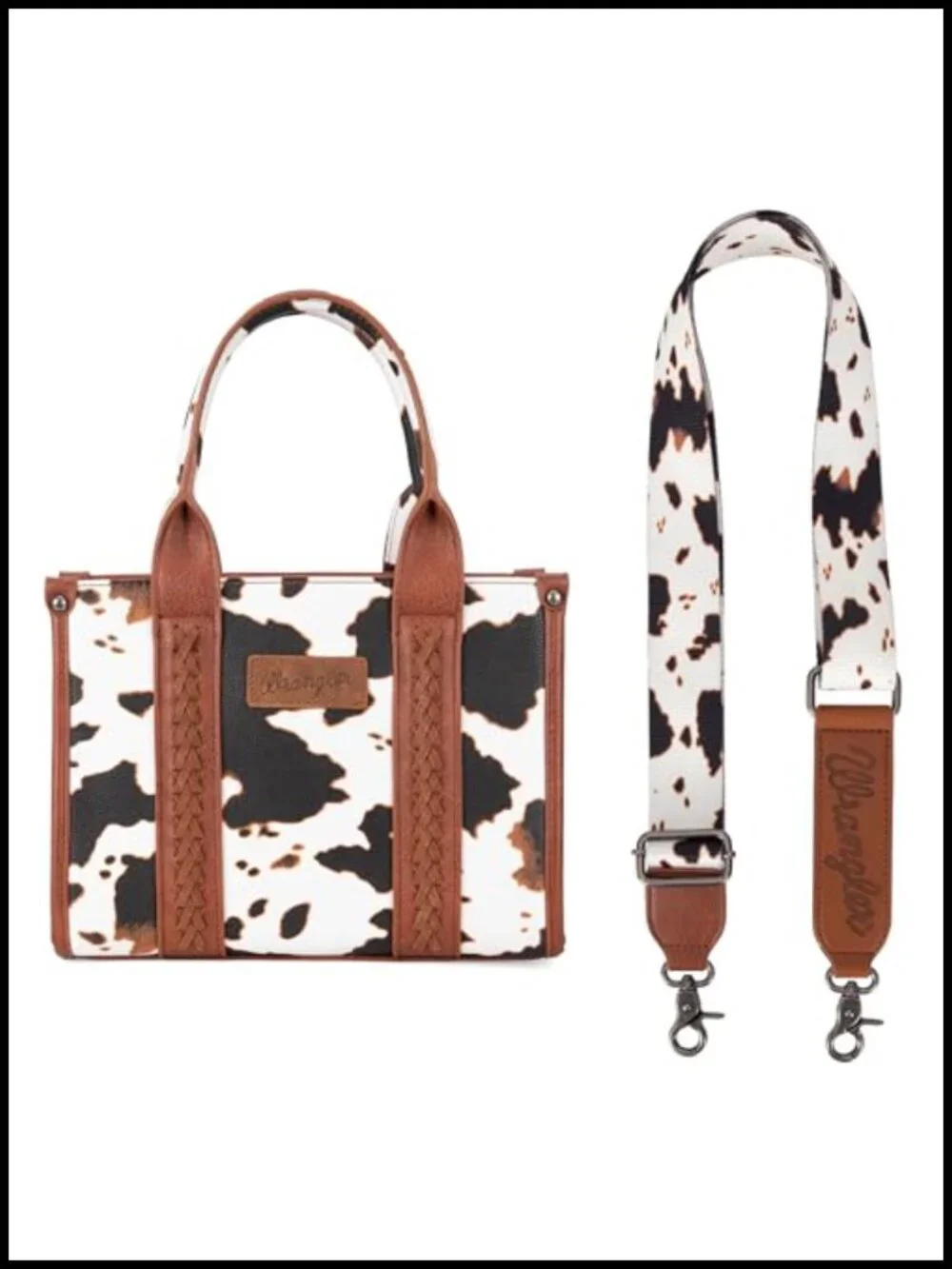 Cow Print Tote Bag for Women Western Purse Boho Satchel Handbag with Guitar